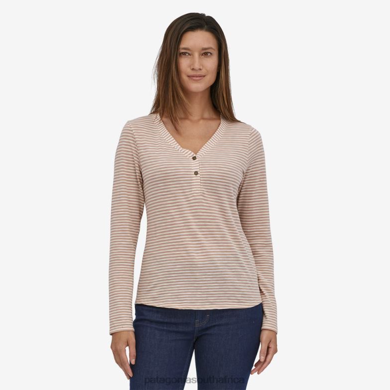 Women Mainstay Henley Bumble Bee Stripe: Natural Patagonia Apparel P6ZJ6822