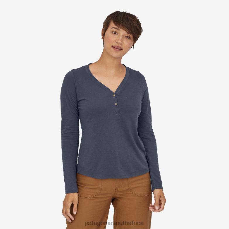 Women Mainstay Henley Smolder Blue Patagonia Apparel P6ZJ6820