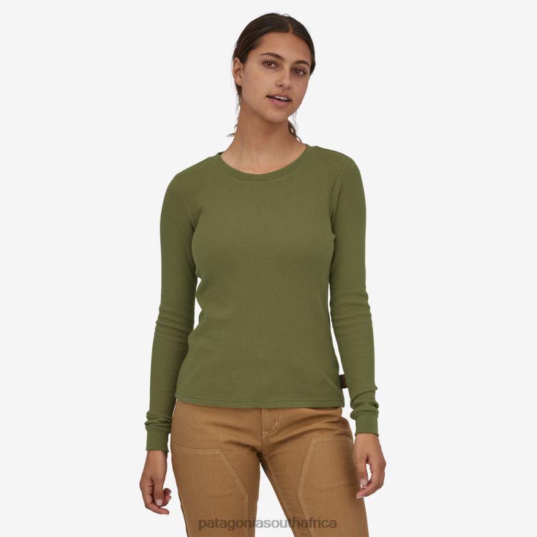 Women Work Waffle Crew Wyoming Green Patagonia Apparel P6ZJ6867