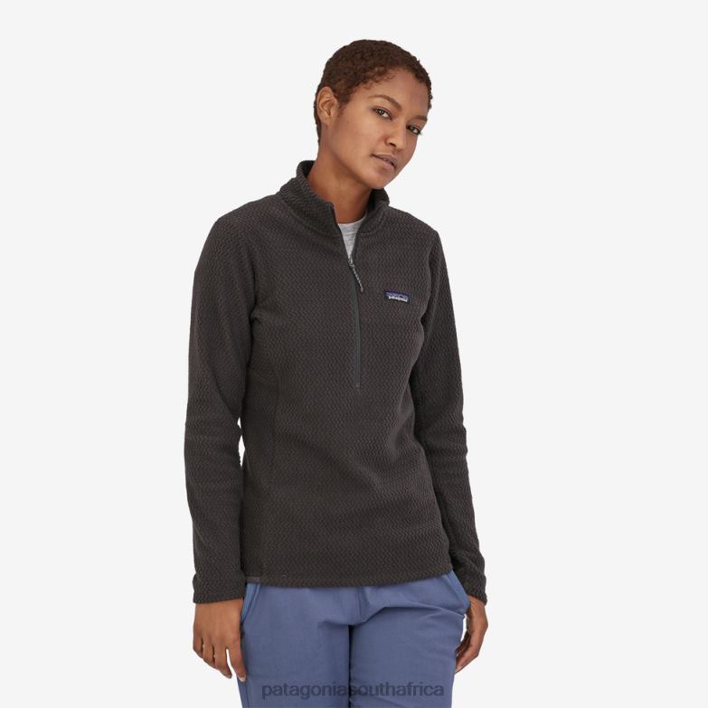 Women R1 Air Zip-Neck Black Patagonia Apparel P6ZJ6259