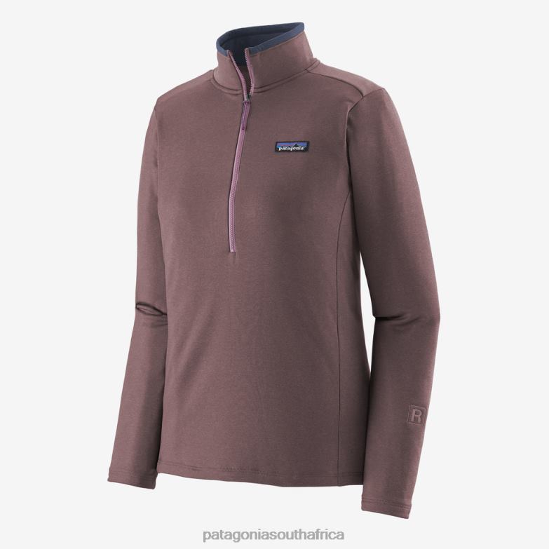 Women R1 Daily Zip-Neck Dusky Brown - Evening Mauve X-Dye Patagonia Apparel P6ZJ6308