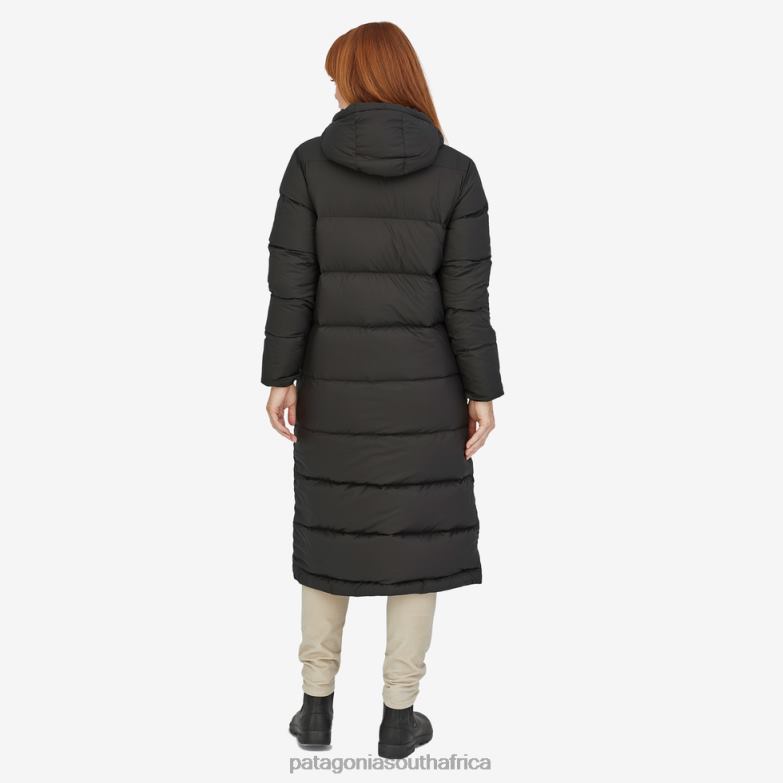 Women Silent Down Long Parka Black Patagonia Apparel P6ZJ6204