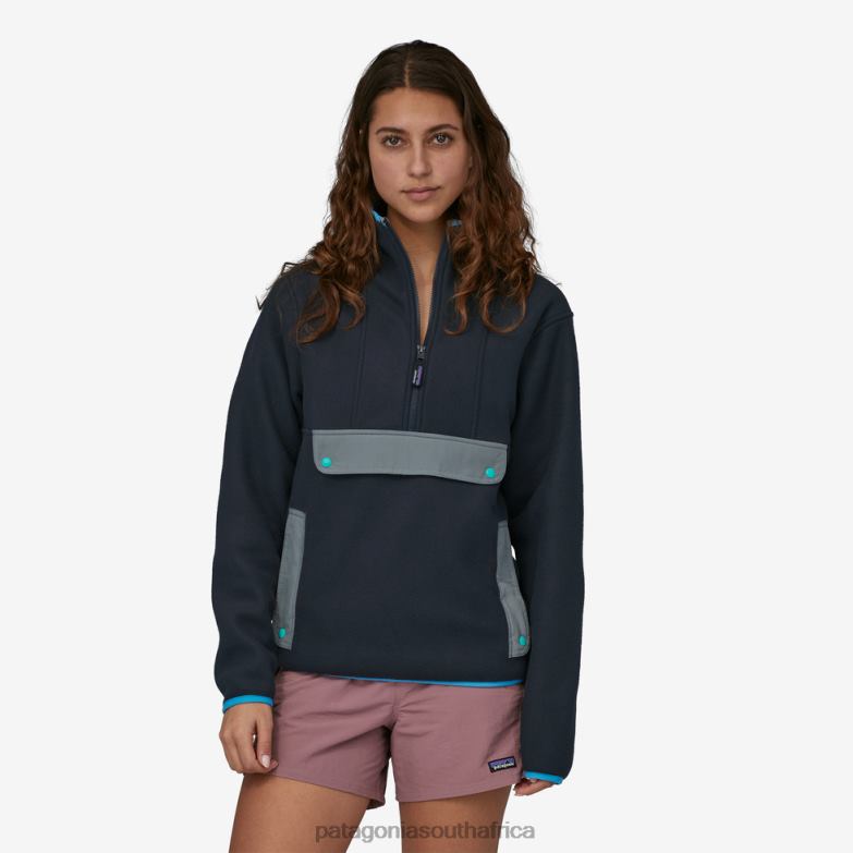 Women Synchilla Fleece Anorak Pitch Blue Patagonia Apparel P6ZJ6257