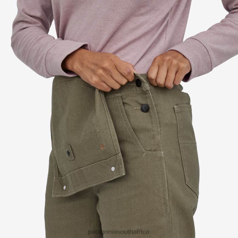 Women All Seasons Hemp Canvas Bib Overalls-Long Fatigue Green Patagonia Apparel P6ZJ61154