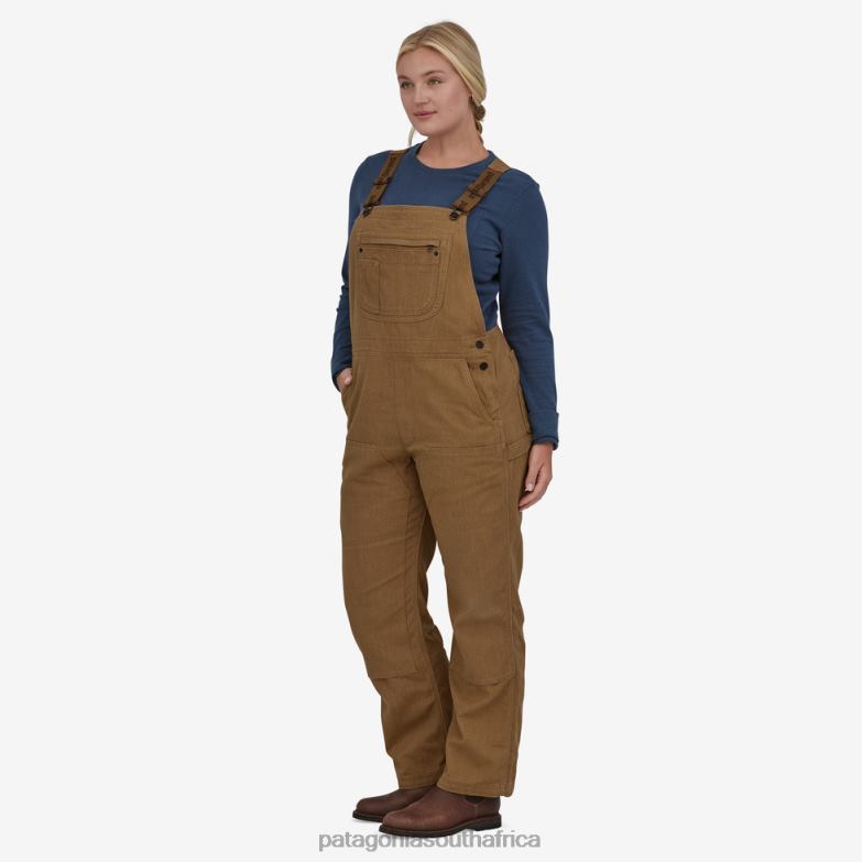 Women Iron Forge Hemp Canvas Bib Overalls-Regular Coriander Brown Patagonia Apparel P6ZJ61053