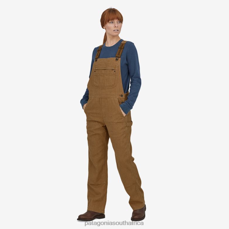Women Iron Forge Hemp Canvas Bib Overalls-Short Coriander Brown Patagonia Apparel P6ZJ61052