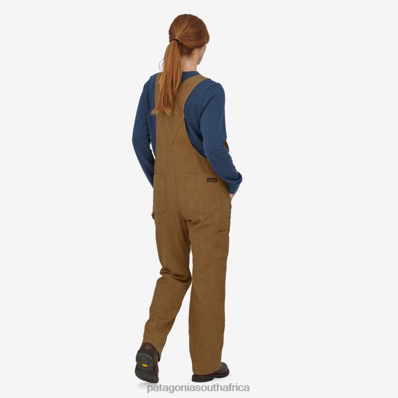 Women Iron Forge Hemp Canvas Bib Overalls-Short Coriander Brown Patagonia Apparel P6ZJ61052