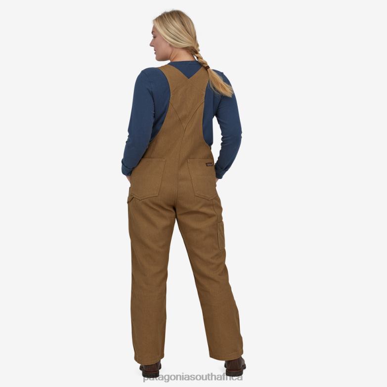 Women Iron Forge Hemp Canvas Bib Overalls-Short Coriander Brown Patagonia Apparel P6ZJ61052