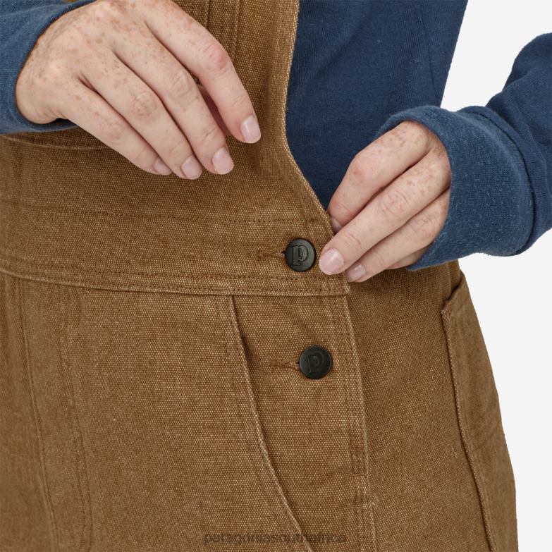 Women Iron Forge Hemp Canvas Bib Overalls-Short Coriander Brown Patagonia Apparel P6ZJ61052