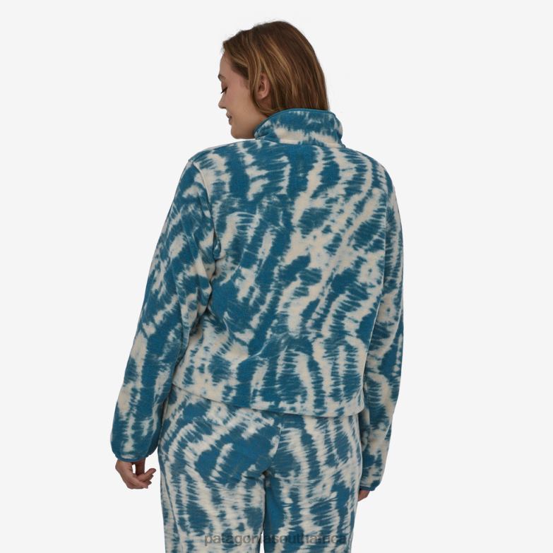 Women Lightweight Synchilla Snap-T Fleece Pullover Mighty Mycelium: Wavy Blue Patagonia Apparel P6ZJ6223