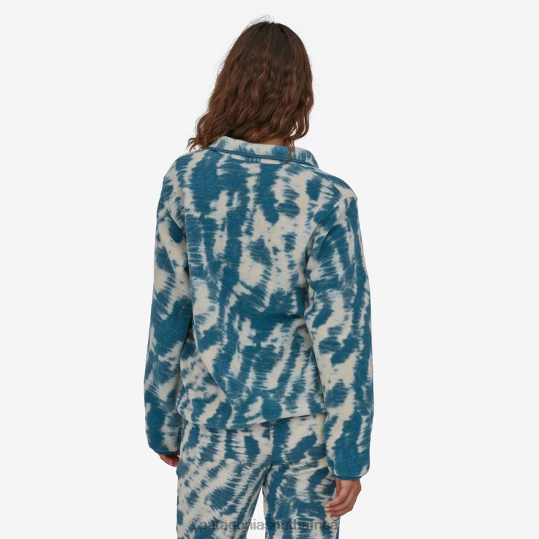 Women Lightweight Synchilla Snap-T Fleece Pullover Mighty Mycelium: Wavy Blue Patagonia Apparel P6ZJ6223
