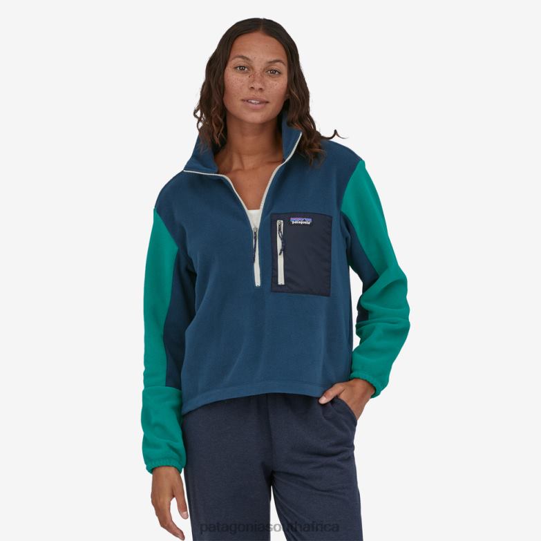 Women Microdini 1/2-Zip Fleece Pullover Tidepool Blue Patagonia Apparel P6ZJ6457