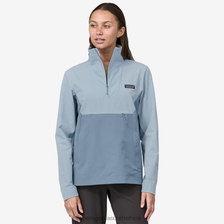 Women R1 CrossStrata Pullover Steam Blue Patagonia Apparel P6ZJ6599