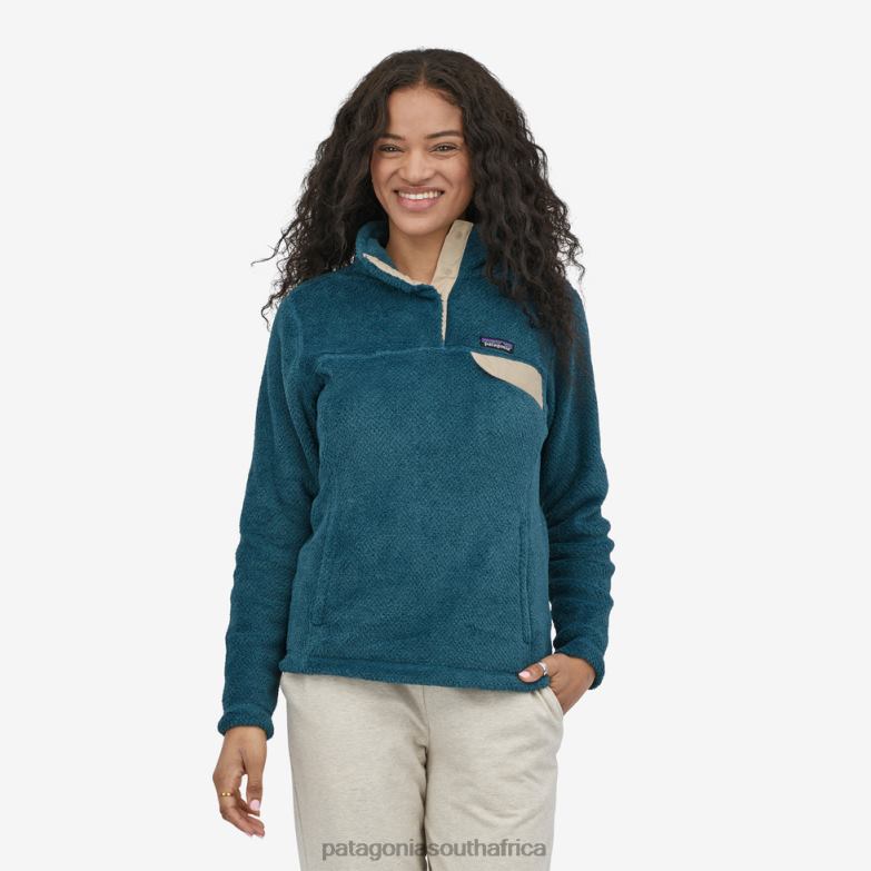 Women Re-Tool Snap-T Fleece Pullover Wavy Blue - Tidepool Blue X-Dye Patagonia Apparel P6ZJ6603