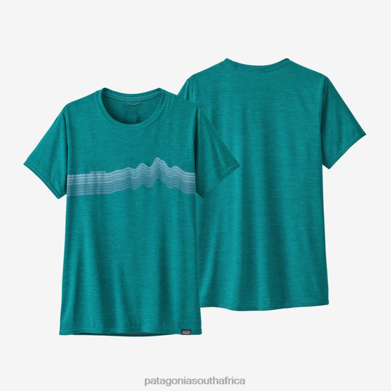 Women Capilene Cool Daily Graphic Shirt Ridge Rise Stripe: Borealis Green X-Dye Patagonia Apparel P6ZJ6693