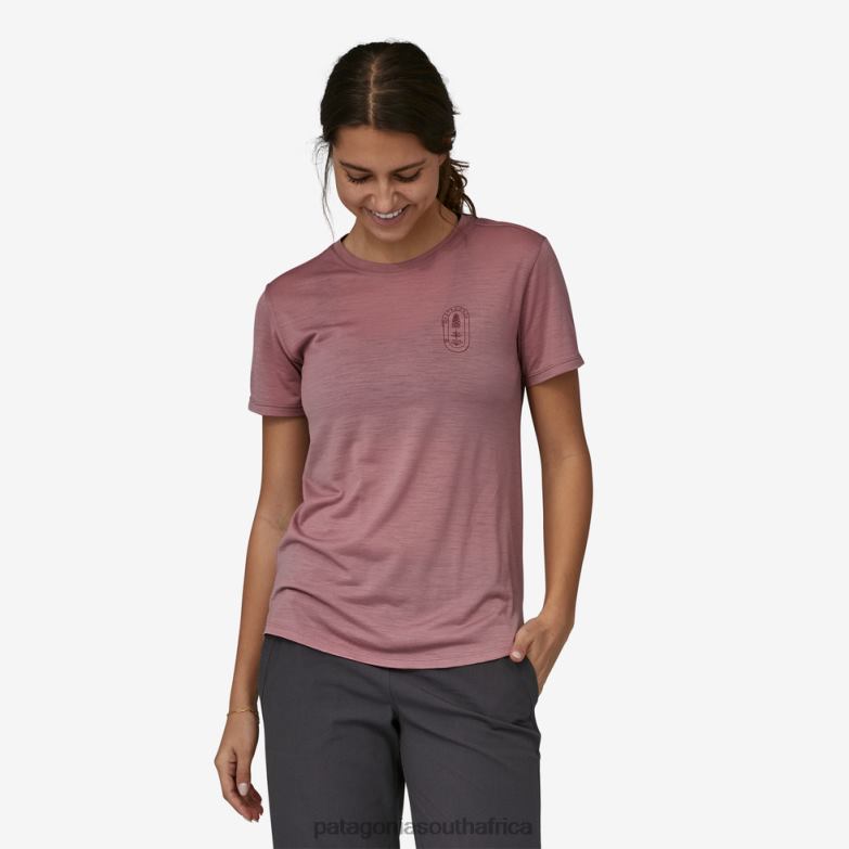 Women Capilene Cool Merino Graphic Shirt Clean Climb Bloom: Evening Mauve Patagonia Apparel P6ZJ6790