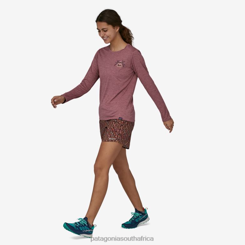 Women Long-Sleeved Capilene Cool Daily Graphic Shirt-Lands Across The Trail: Evening Mauve X-Dye Patagonia Apparel P6ZJ6644