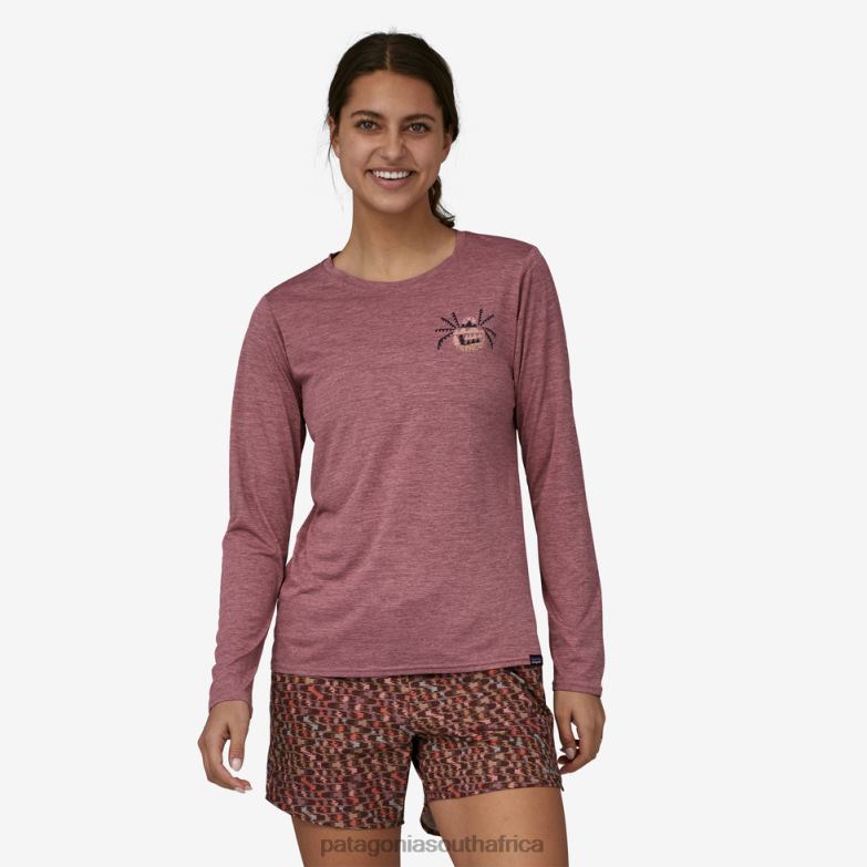 Women Long-Sleeved Capilene Cool Daily Graphic Shirt-Lands Earth Love: Pumice X-Dye Patagonia Apparel P6ZJ6645