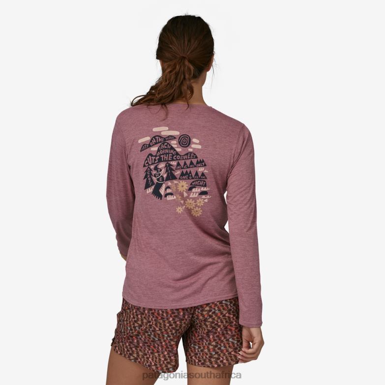 Women Long-Sleeved Capilene Cool Daily Graphic Shirt-Lands Earth Love: Pumice X-Dye Patagonia Apparel P6ZJ6645