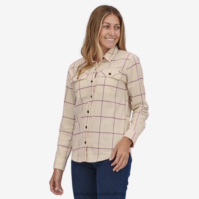 Women Long-Sleeved Organic Cotton Midweight Fjord Flannel Shirt Woodland: Natural Patagonia Apparel P6ZJ6908