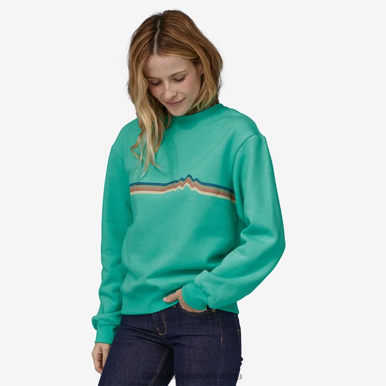 Women Ridge Rise Stripe Uprisal Crew Sweatshirt Fresh Teal Patagonia Apparel P6ZJ6564