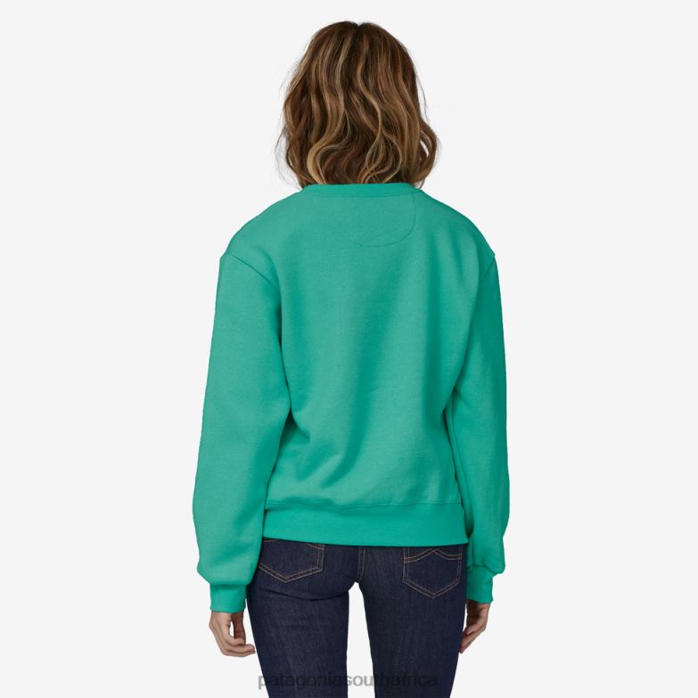 Women Ridge Rise Stripe Uprisal Crew Sweatshirt Fresh Teal Patagonia Apparel P6ZJ6564