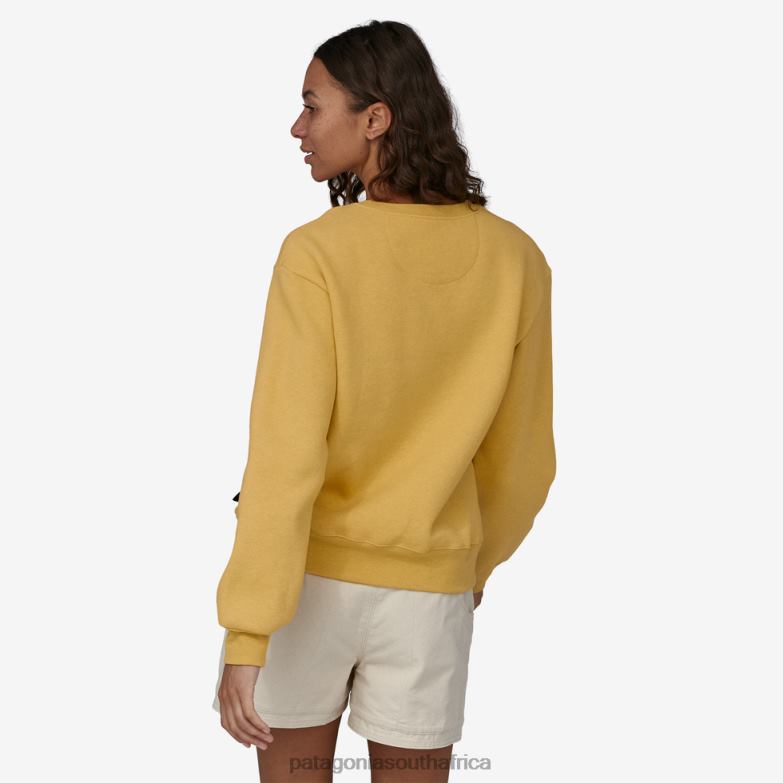 Women Ridge Rise Stripe Uprisal Crew Sweatshirt Surfboard Yellow Patagonia Apparel P6ZJ6567