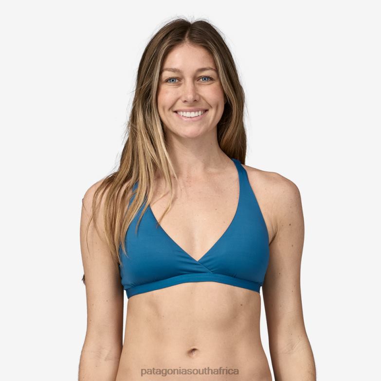Women Bottom Turn Racerback Bikini Top Wavy Blue Patagonia Apparel P6ZJ61174