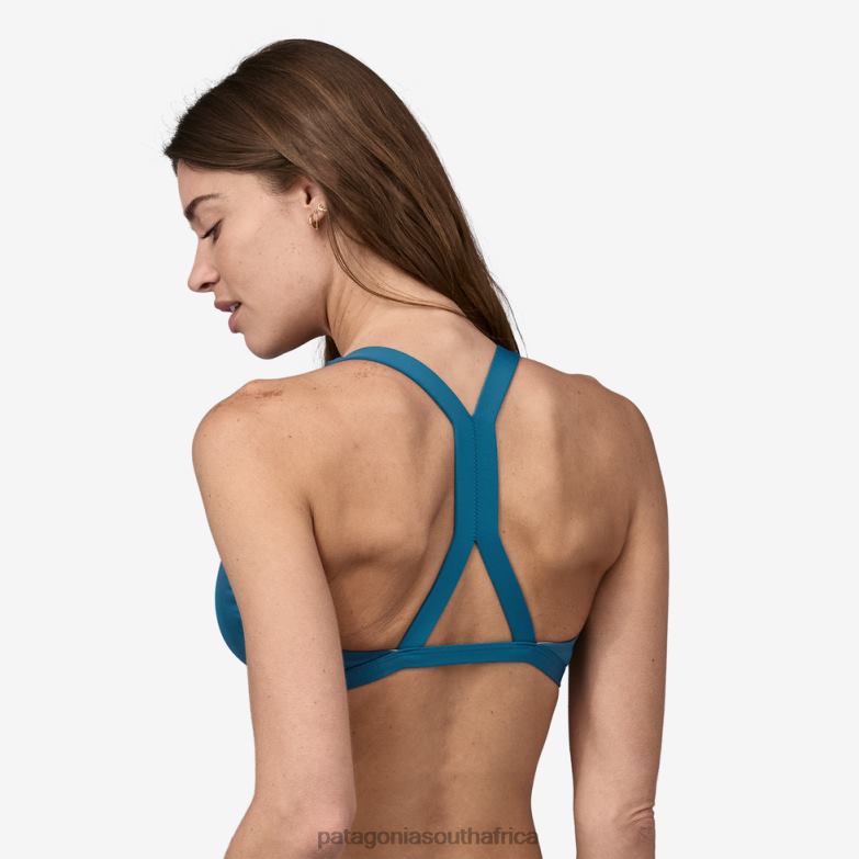 Women Bottom Turn Racerback Bikini Top Wavy Blue Patagonia Apparel P6ZJ61174