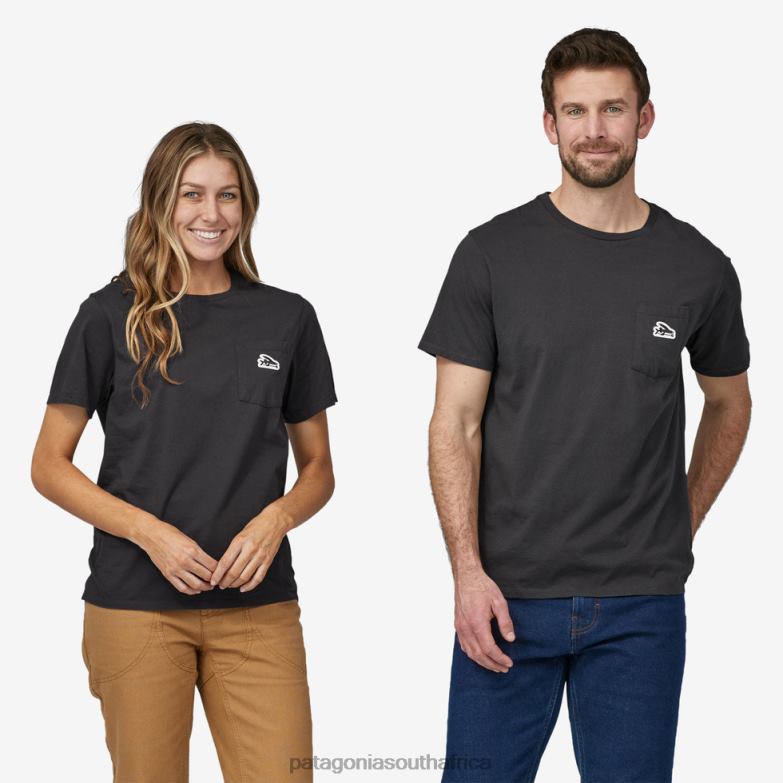 Women Flying Fish Felt Patch Organic Pocket T-Shirt Salvia Green Patagonia Apparel P6ZJ6792