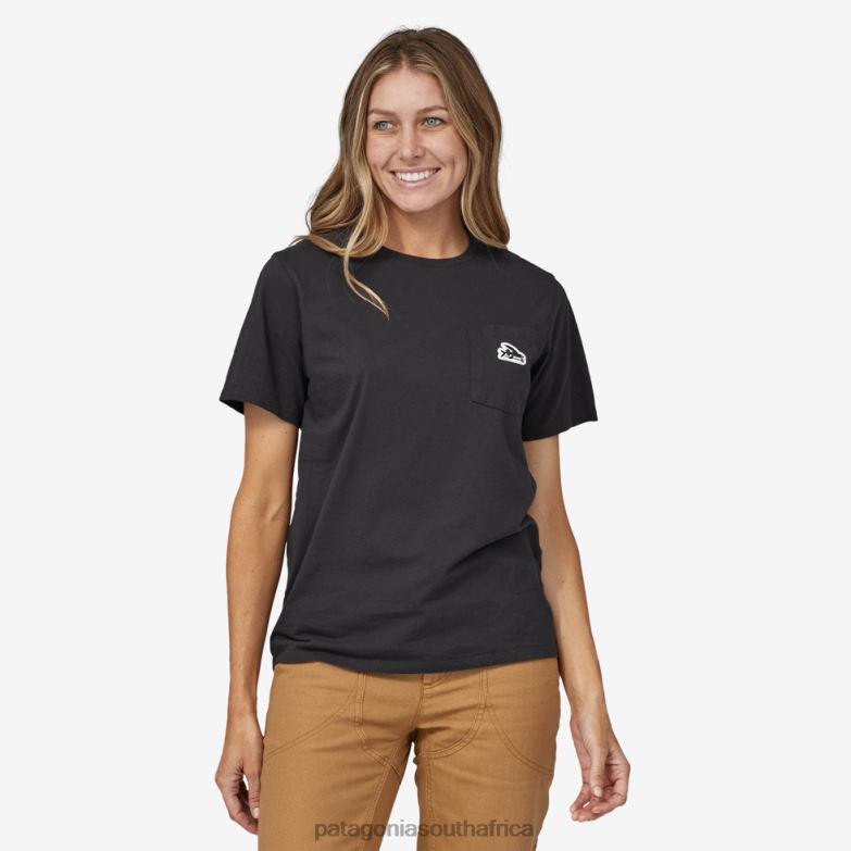 Women Flying Fish Felt Patch Organic Pocket T-Shirt Salvia Green Patagonia Apparel P6ZJ6792