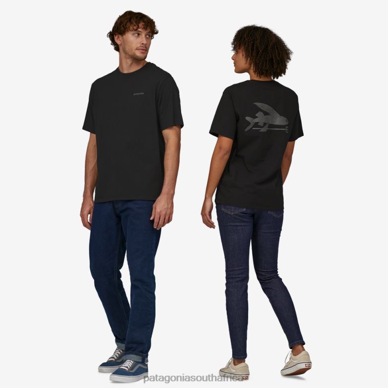 Women Flying Fish Responsibili-Tee Ink Black Patagonia Apparel P6ZJ6782