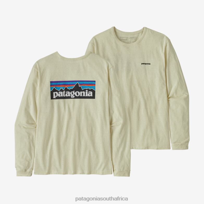 Women Long-Sleeved P-6 Logo Responsibili-Tee Birch White Patagonia Apparel P6ZJ6654