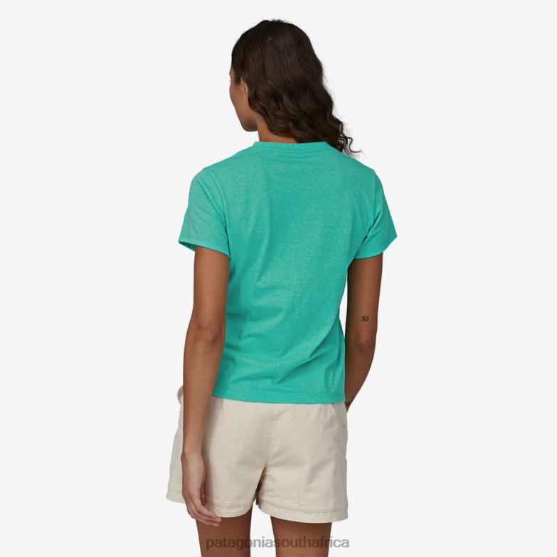 Women Ridge Rise Stripe Pocket Responsibili-Tee Fresh Teal Patagonia Apparel P6ZJ6679