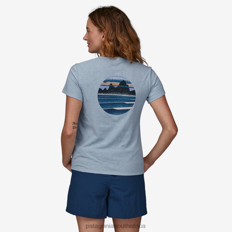Women Skyline Stencil Responsibili-Tee Steam Blue Patagonia Apparel P6ZJ6859
