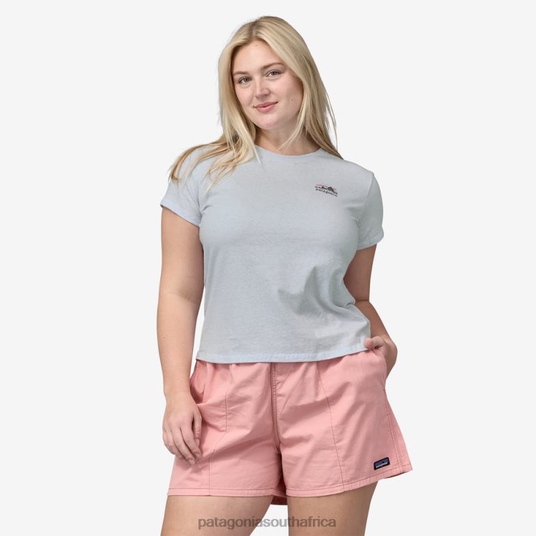 Women Skyline Stencil Responsibili-Tee Steam Blue Patagonia Apparel P6ZJ6859