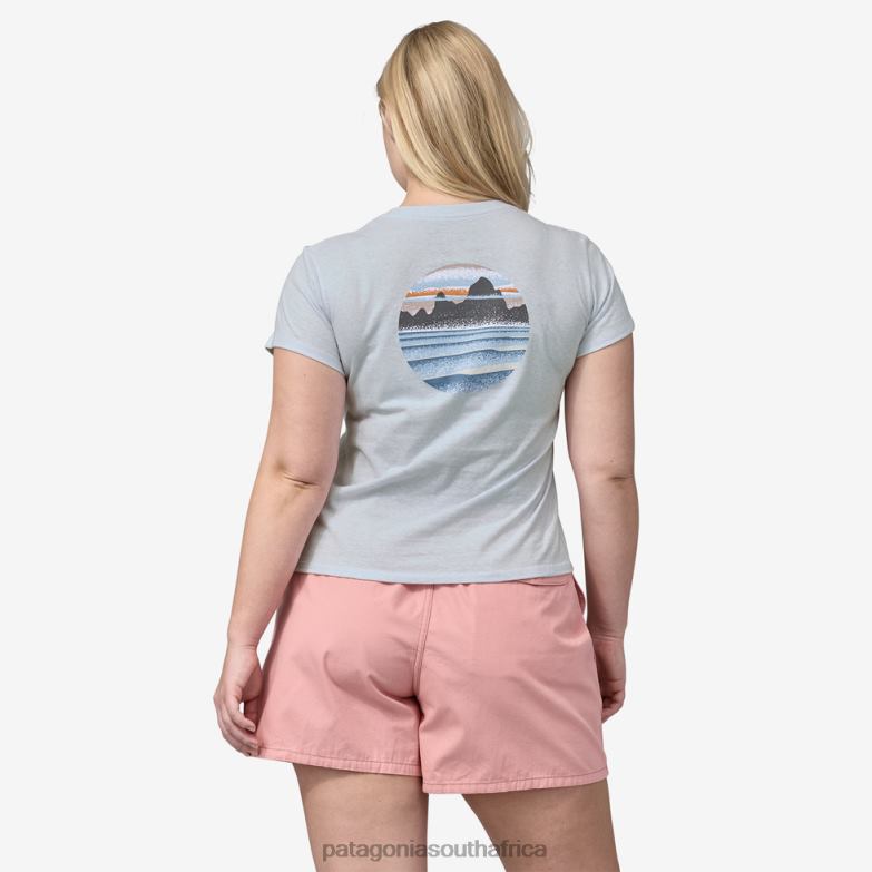 Women Skyline Stencil Responsibili-Tee Steam Blue Patagonia Apparel P6ZJ6859