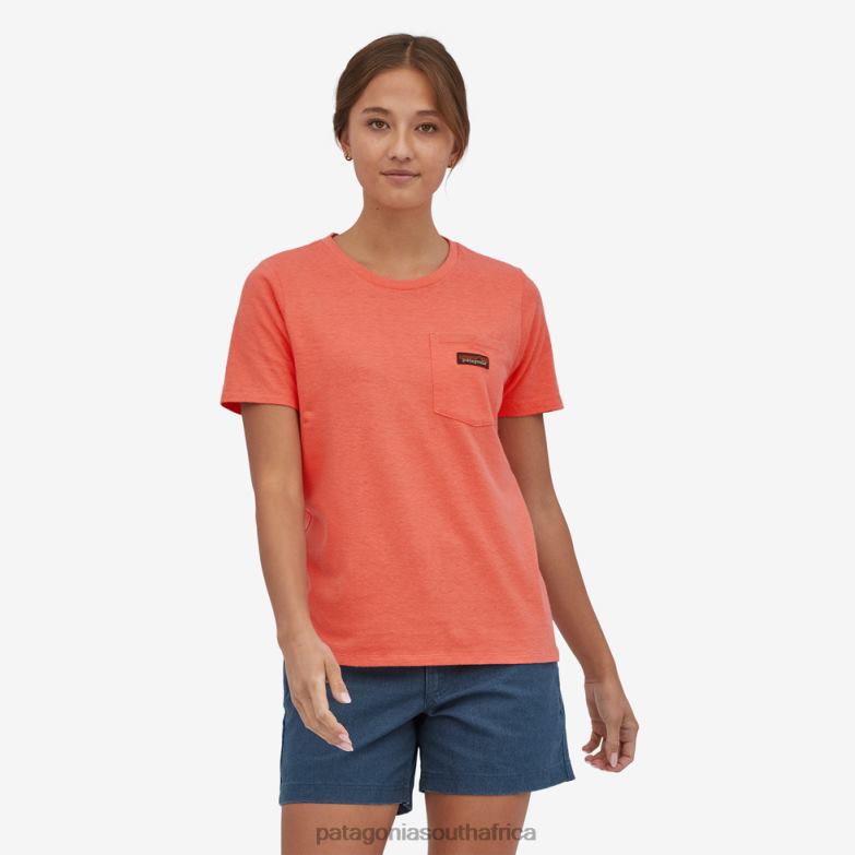 Women Work Pocket Tee Coho Coral Patagonia Apparel P6ZJ6837