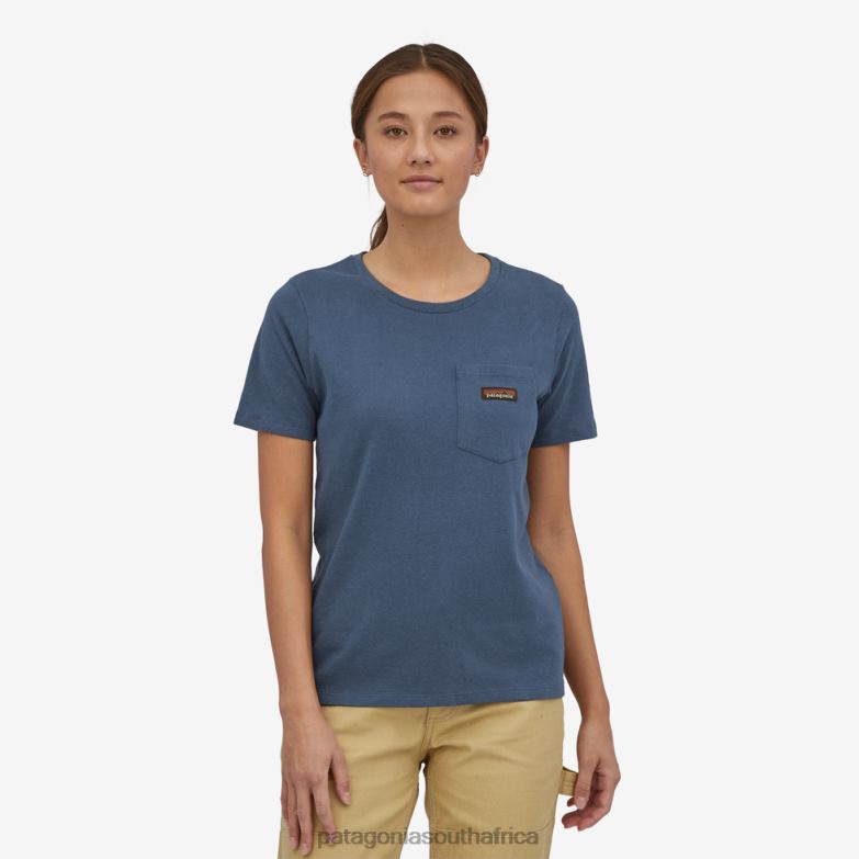 Women Work Pocket Tee Stone Blue Patagonia Apparel P6ZJ6836