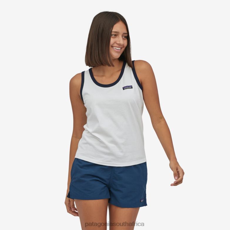 Women P-6 Label Organic Tank White Patagonia Apparel P6ZJ6902