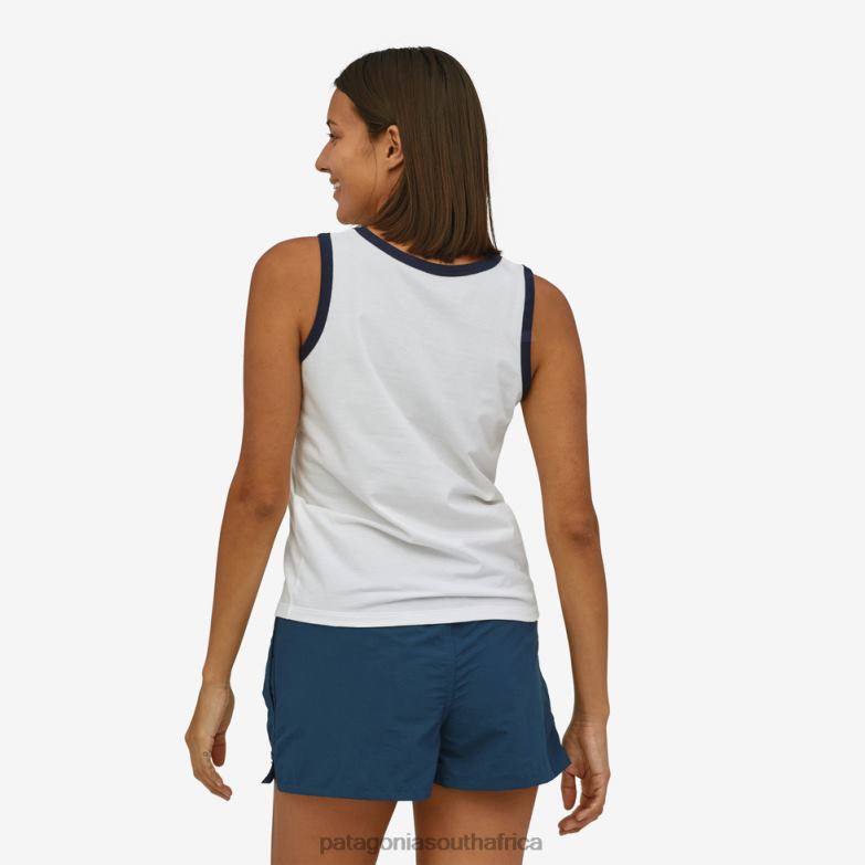 Women P-6 Label Organic Tank White Patagonia Apparel P6ZJ6902