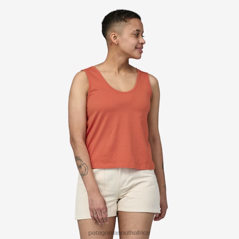 Women Regenerative Organic Certified Cotton Tank Top Quartz Coral Patagonia Apparel P6ZJ6769