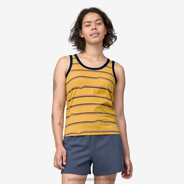 Women Ridge Rise Stripe Repeat Organic Tank Top Ridge Rise Stripe Repeat: Surfboard Yellow Patagonia Apparel P6ZJ6855