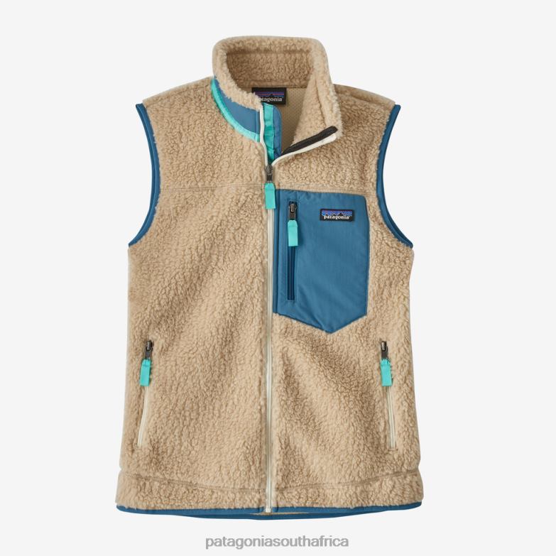 Women Classic Retro-X Fleece Vest Dark Natural w/Wavy Blue Patagonia Apparel P6ZJ6413
