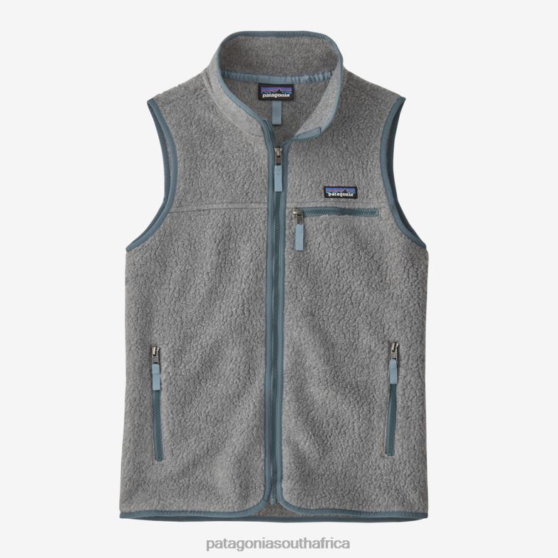 Women Retro Pile Fleece Vest Salt Grey w/Light Plume Grey Patagonia Apparel P6ZJ6509