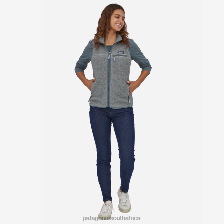 Women Retro Pile Fleece Vest Salt Grey w/Light Plume Grey Patagonia Apparel P6ZJ6509